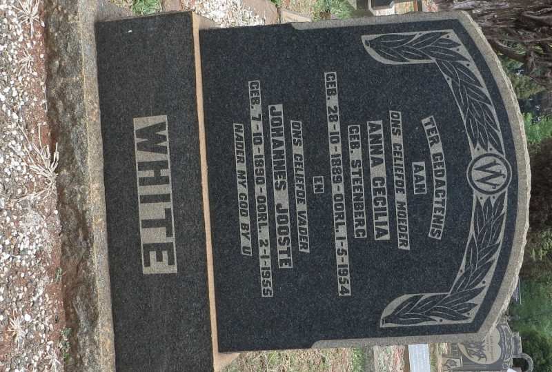 WHITE Johannes Jooste 1890-1955 &amp; Anna Cecilia STEENBERG 1889-1954