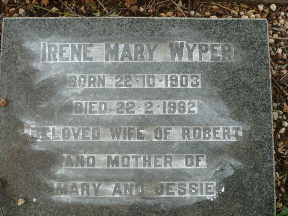 WYPER Irene Mary 1903-1992