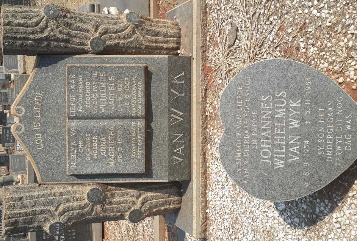 WYK Wilhelmus Jacobus, van 1927-1957 &amp; Anna Magrietha 1930-  :: VAN WYK Johannes Wilhelmus 1954-1984