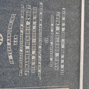 ZWART Johannes Hendrik 1895-1946 &amp; Maria Dorothea 1896-1975
