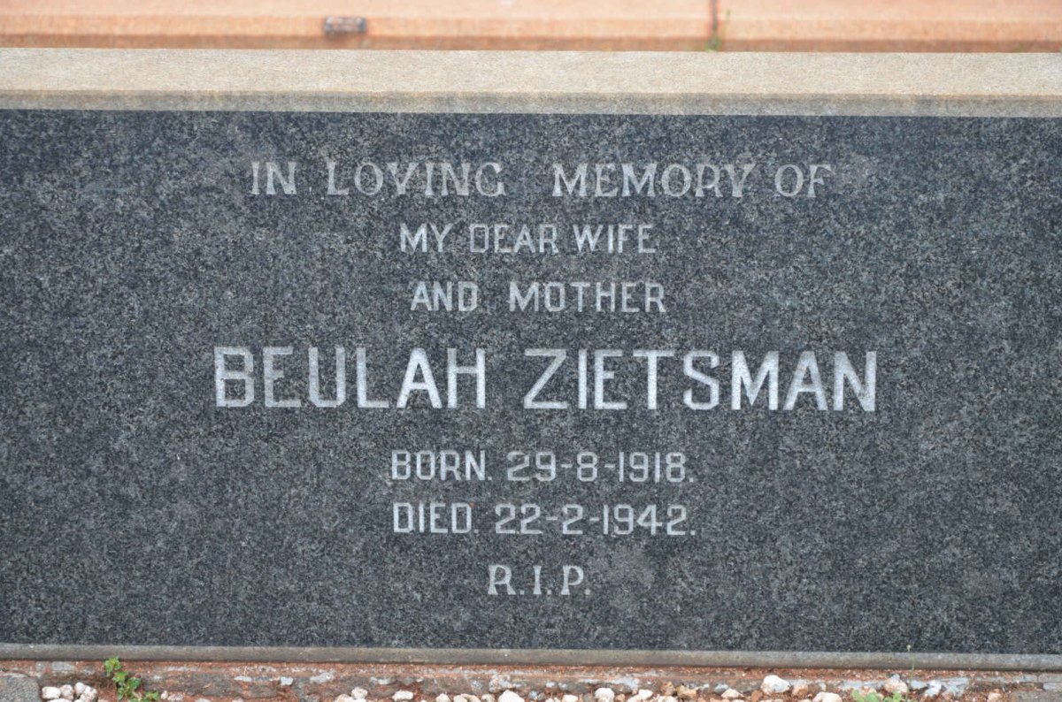 ZIETSMAN Beulah 1918-1942