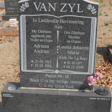 ZYL Adriaan Andries, van 1912-2003 &amp; Louisa Johanna Maria DE LA REY 1917-2006