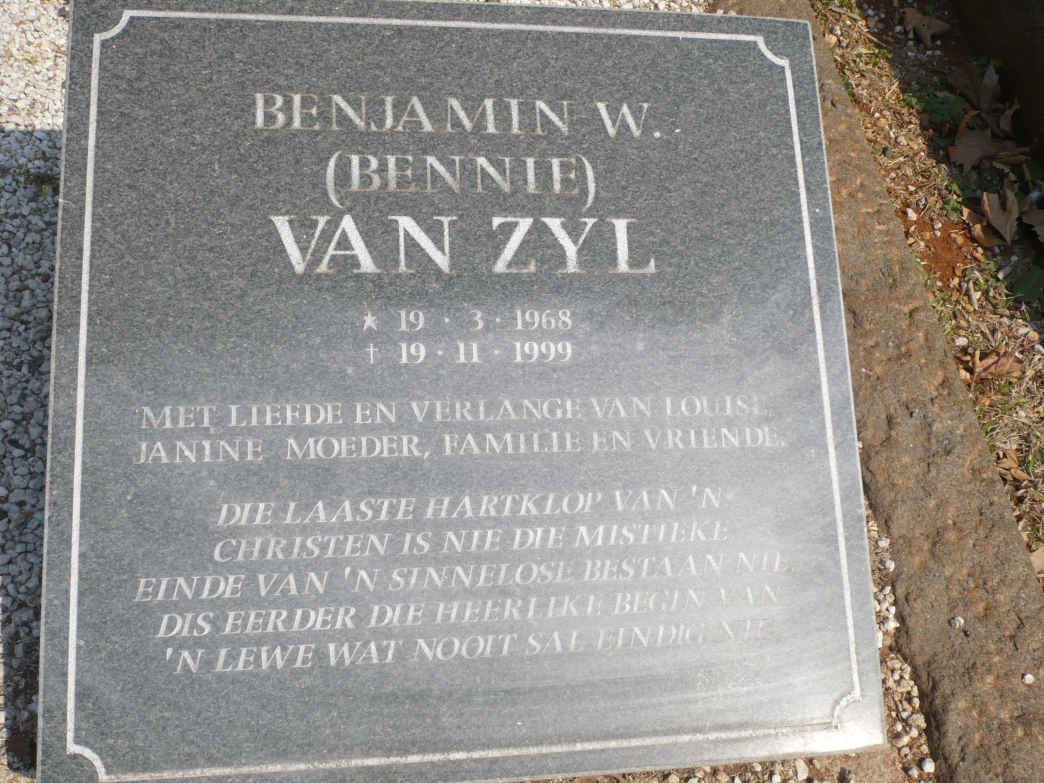 ZYL Benjamin W., van 1968-1999