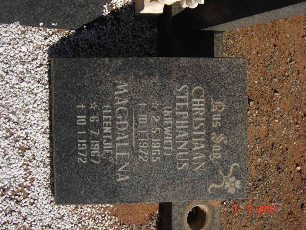 ASWEGEN Christiaan Stephanus, van 1965-1972 :: ASWEGEN Magdalena, van 1967-1972