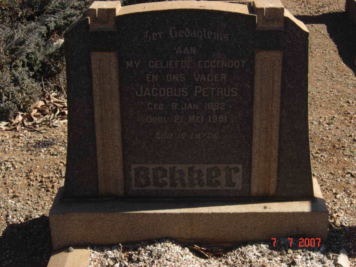 BEKKER Jacobus Petrus 1892-1951