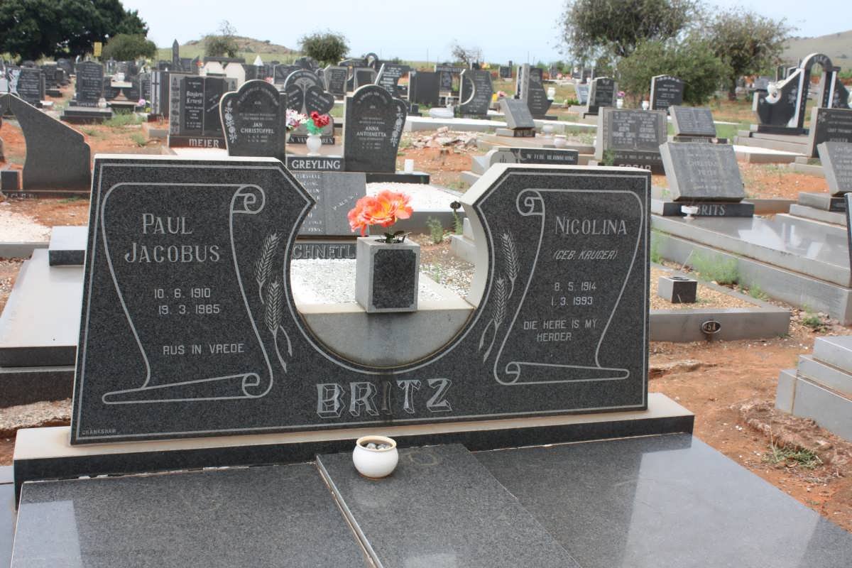BRITZ Paul Jacobus 1910-1985 &amp; Nicolina KRUGER 1914-1993