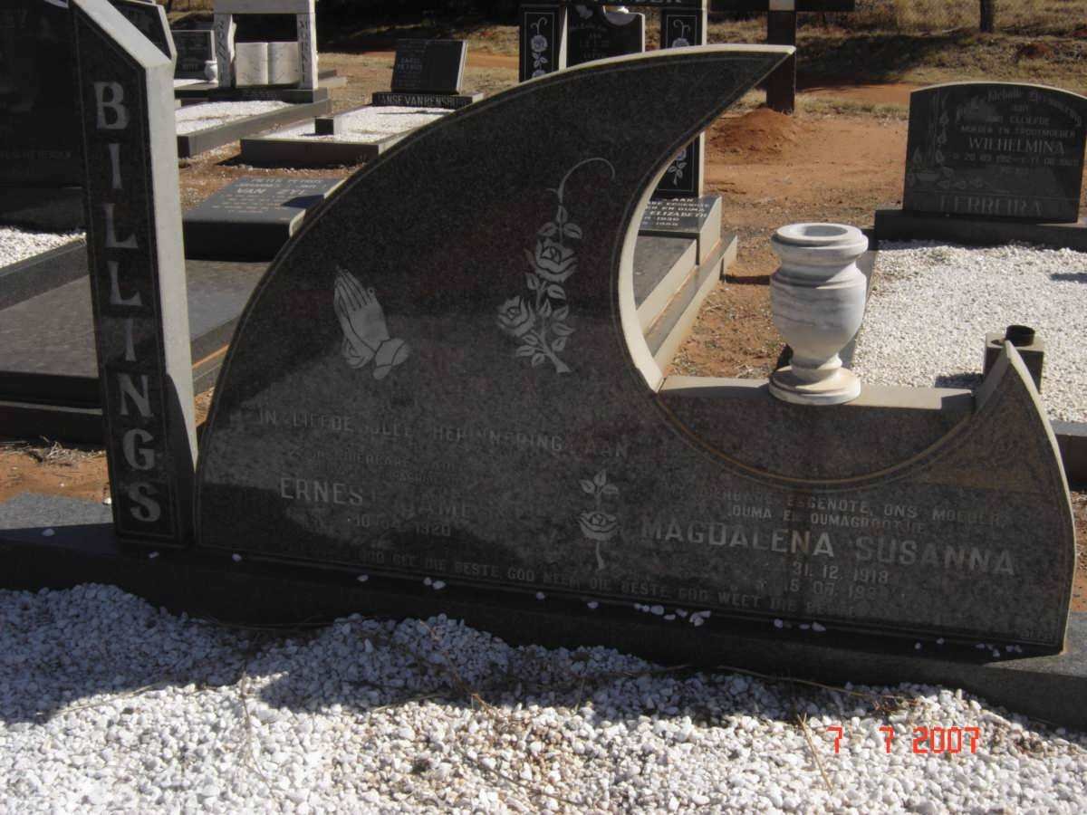 BILLINGS Ernest James 1920- &amp; Magdalena Susanna 1918-19??