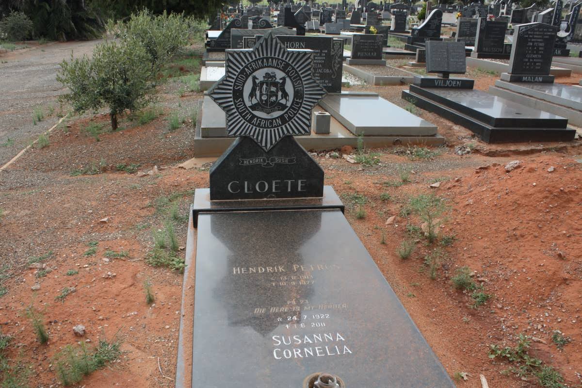 CLOETE Hendrik Petrus 1913-1977 &amp; Susanna Cornelia 1922-2011