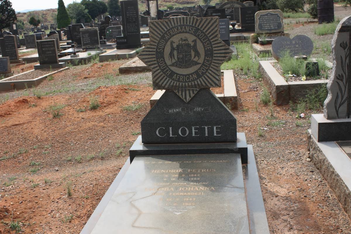 CLOETE Hendrik Petrus 1942-1969 &amp; Jacoba Johanna FERNANDEZ 1943-1965