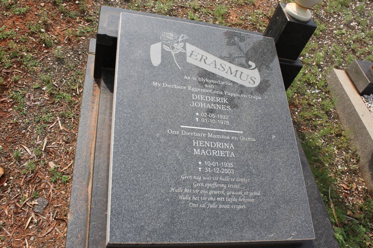 ERASMUS Diederik Johannes 1932-1978 &amp; Hendrina Magrieta 1935-2003