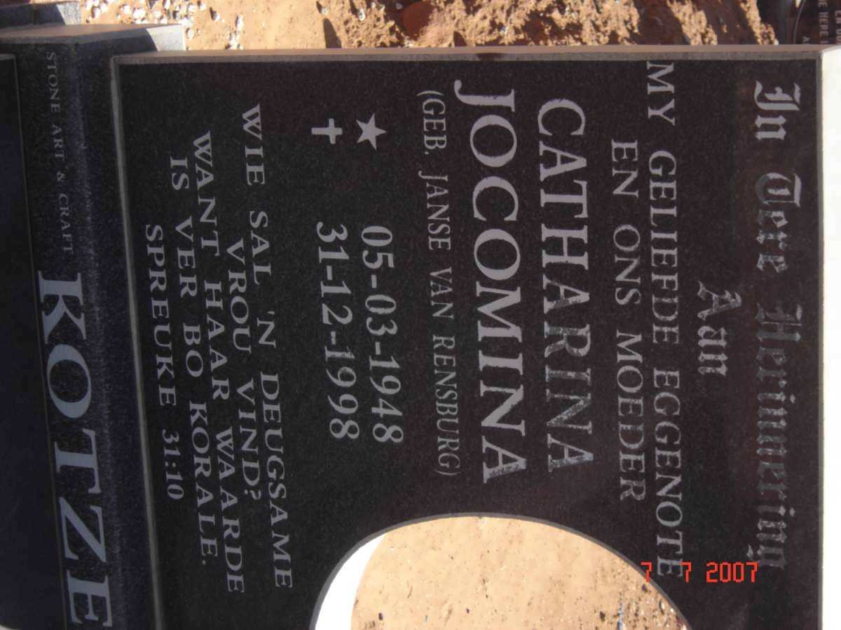 KOTZE Catharina Jocomina 1948-1998