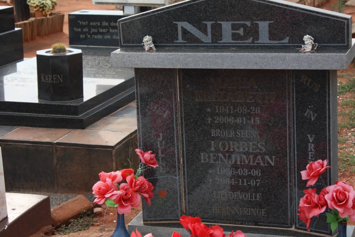 NEL Maria Elizabeth 1941-2006 :: NEL Forbes Benjiman 1966-2004