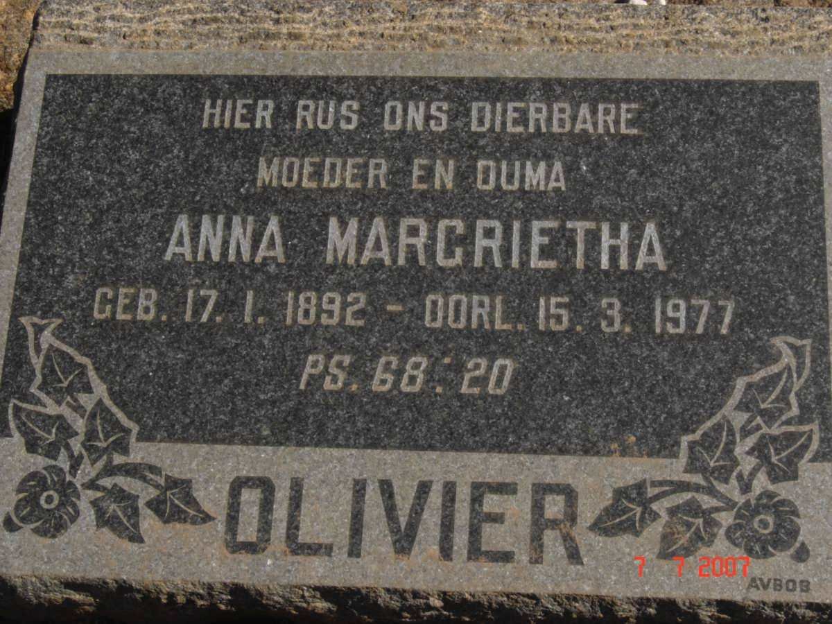 OLIVIER Anna Margrietha 1892-1977