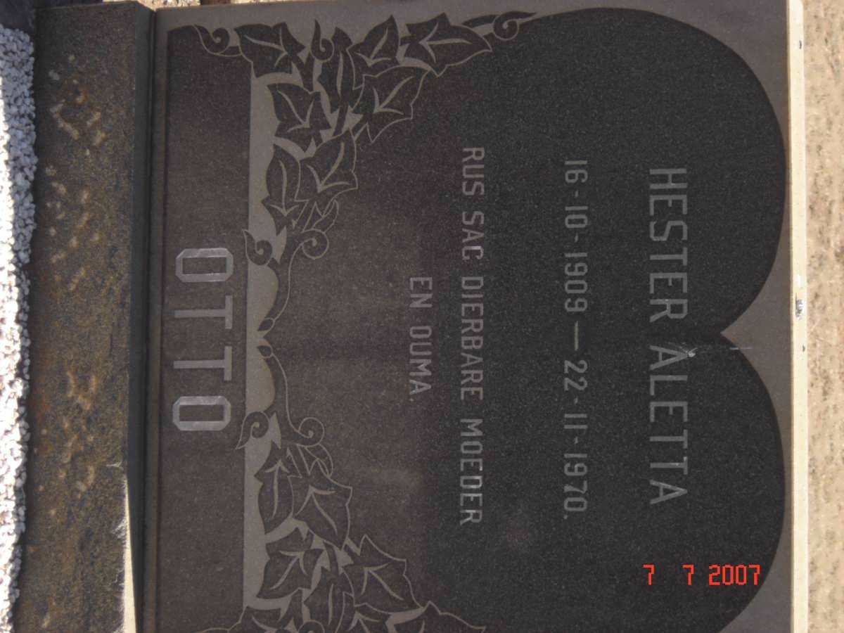 OTTO Hester Aletta 1909-1970