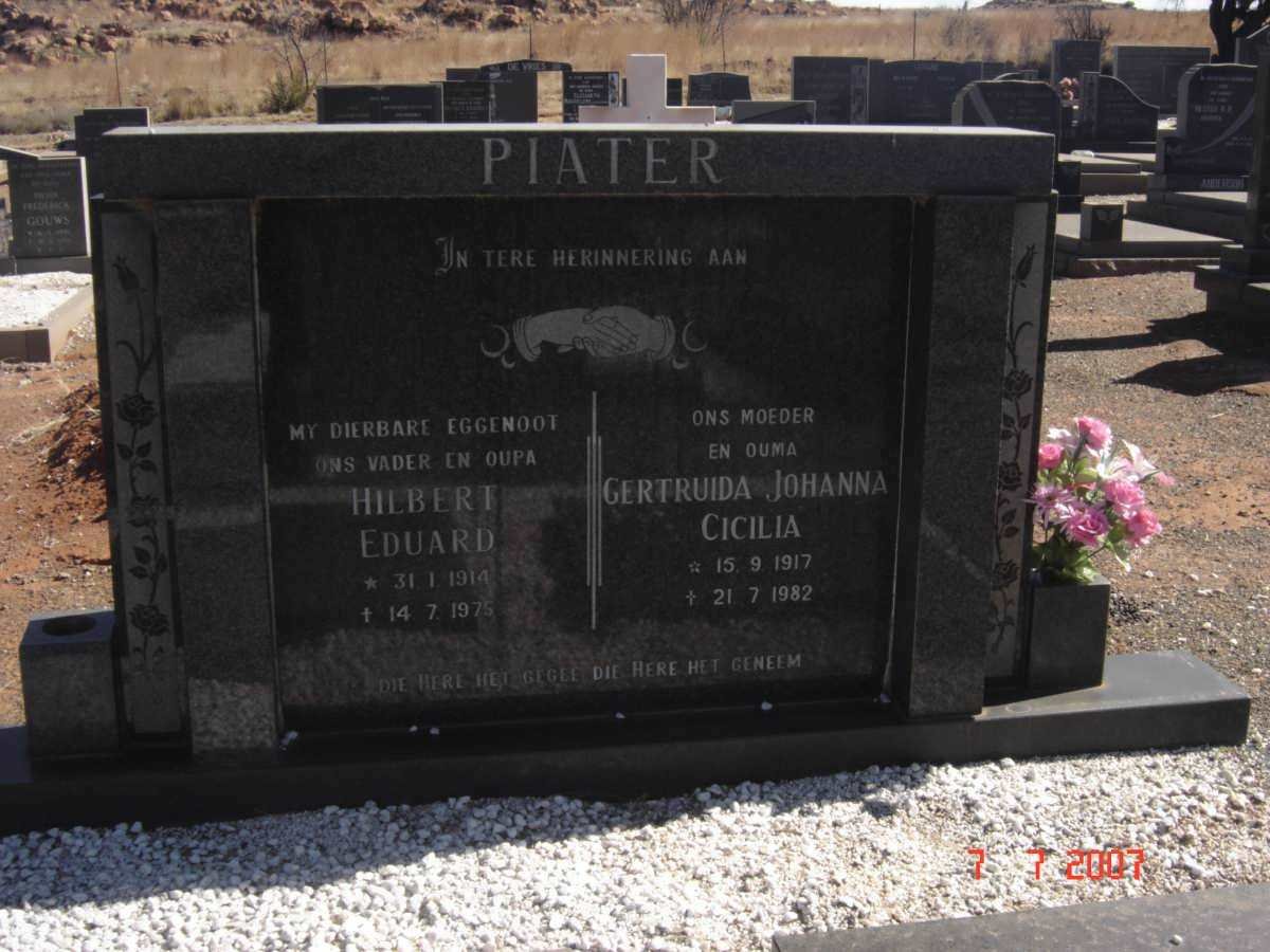 PIATER Hilbert Eduard 1914-1975 &amp; Gertruida Johanna Cecilia 1917-1982