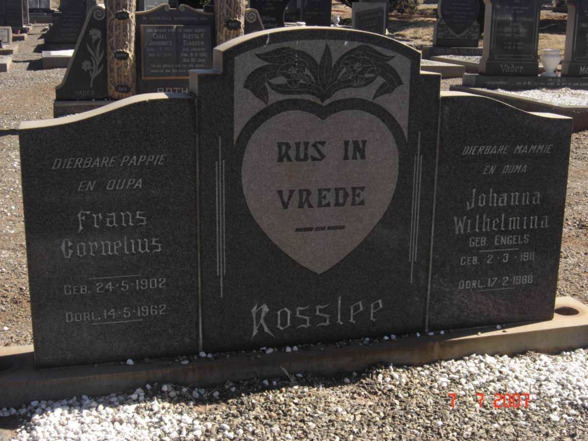 ROSSLEE Frans Cornelis 1902-1962 &amp; Johanna Wilhelmina ENGELS 1911-1988