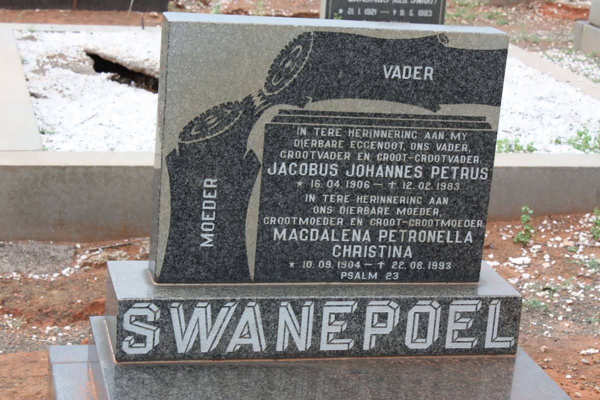 SWANEPOEL Jacobus Johannes Petrus 1906-1983 &amp; Magdalena Petronella Christina 1904-1993