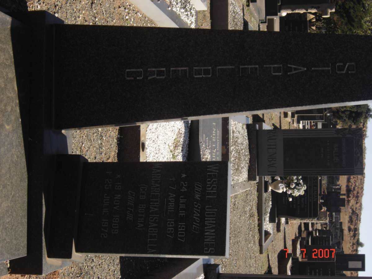 STAPELBERG Wessel Johannes 1907-1967 &amp; Margaretha Isabella BOTHA 1909-1972