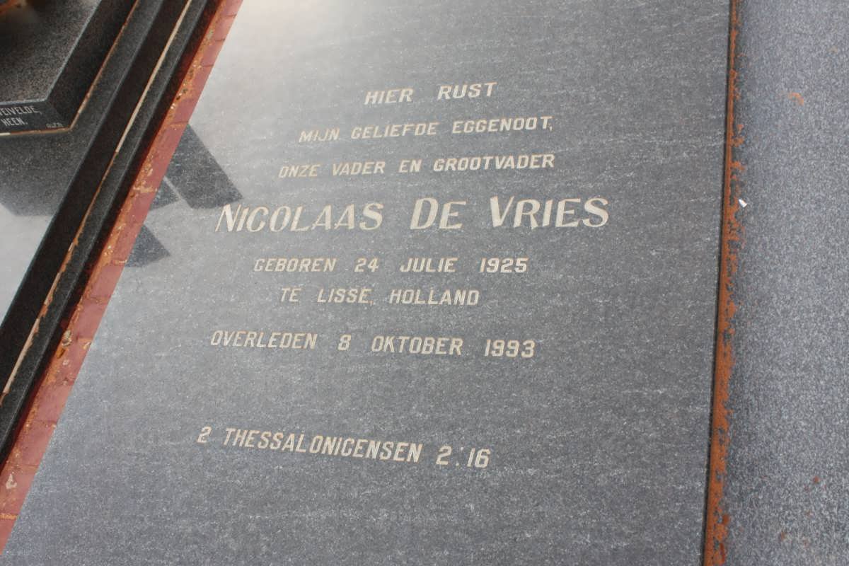 VRIES Nicolaas, de 1925-1993