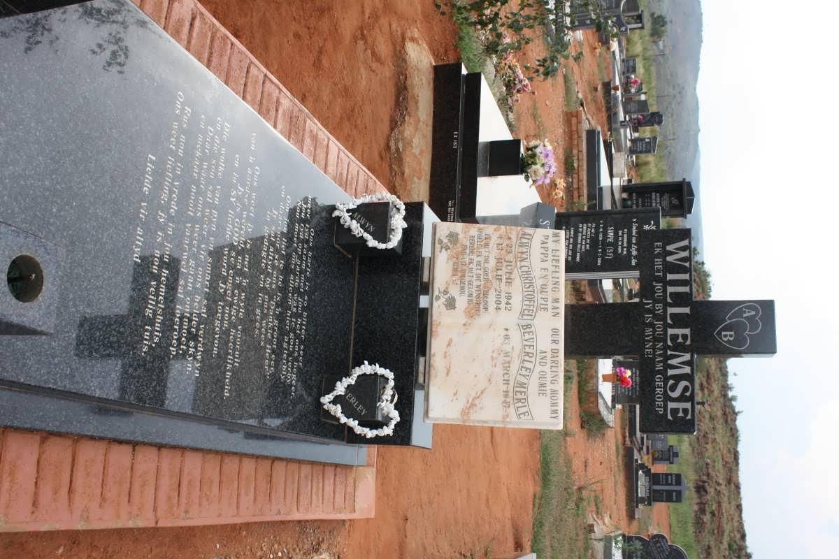 WILLEMSE Alwyn Christoffel 1942-2004 &amp; Beverley Merle 1947-