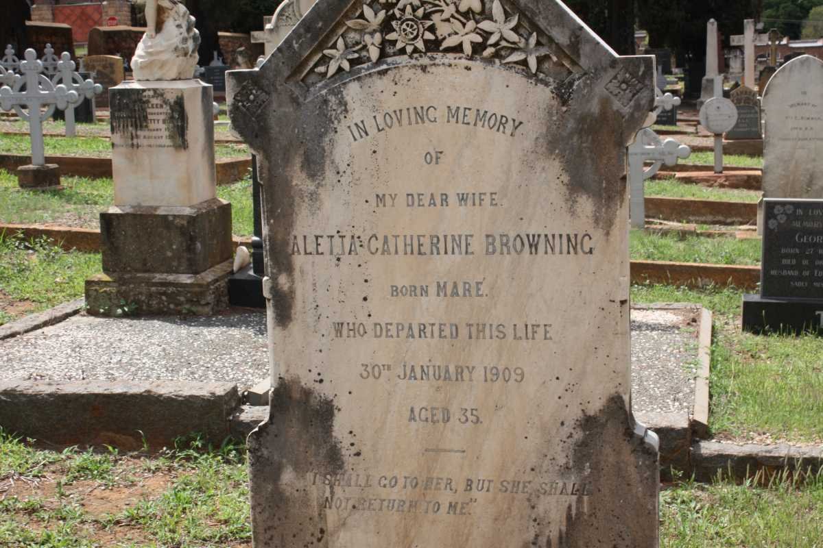 BROWNING Aletta Catherine nee MARE -1909
