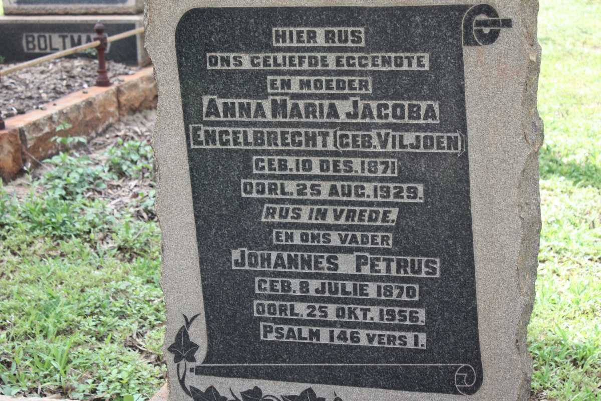 ENGELBRECT Johannes Petrus 1870-1956 &amp; Anna Maria Jacoba VILJOEN 1871-1929