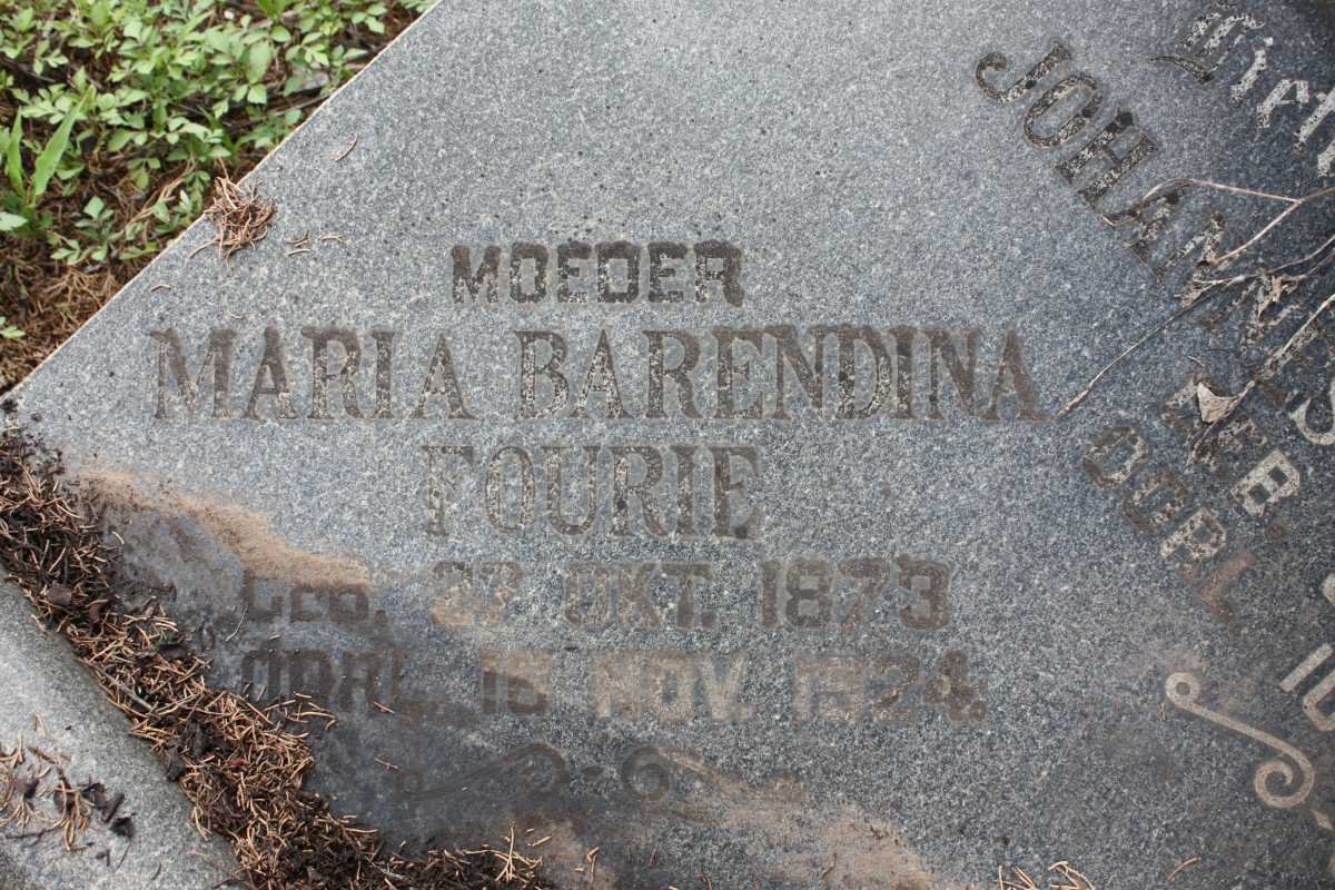 FOURIE Johannes Stephanus 1859-1902 :: FOURIE Maria Barendina 1873-1924 :: FOURIE David Stephanus 1895-1954