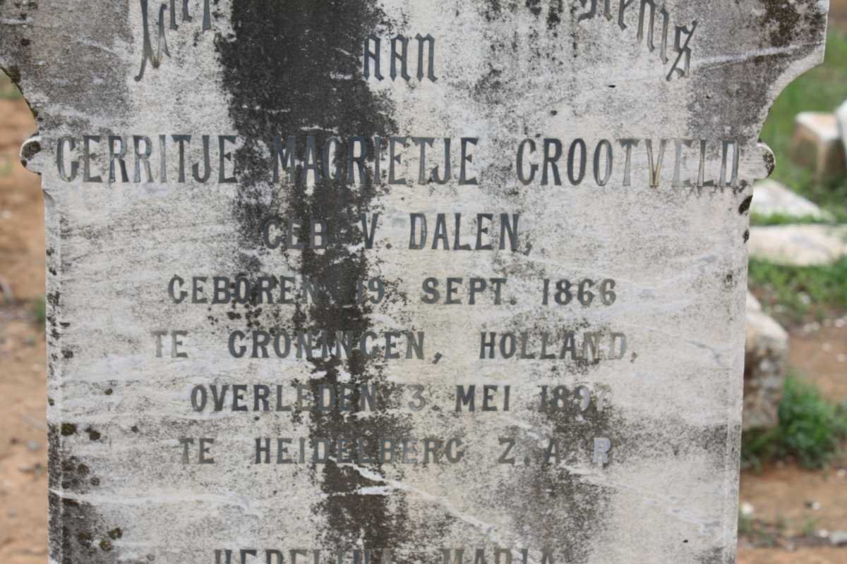 GROOTVELD Gerritje Magrietje nee V. DALEN 1866-1897 :: GROOTVELD Hebelina Maria 1895-1896