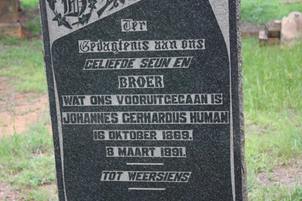 HUMAN Johannes Gerhardus 1869-1891