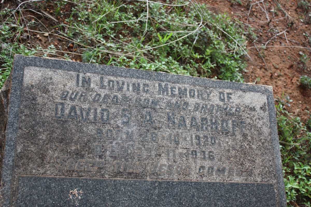 HAARHOFF David S.A. 1920-1936