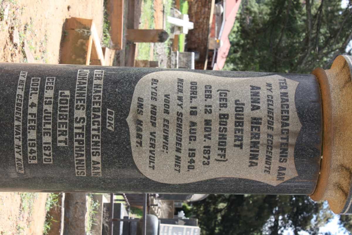 JOUBERT Johannes Stephanus 1870-1949 &amp; Anna Hermina BOSHOFF 1873-1940