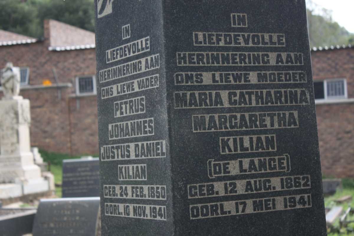 KILIAN Petrus Johannes Justus Daniel 1850-1941 &amp; Maria Catharina Margaretha DE LANGE 1862-1941