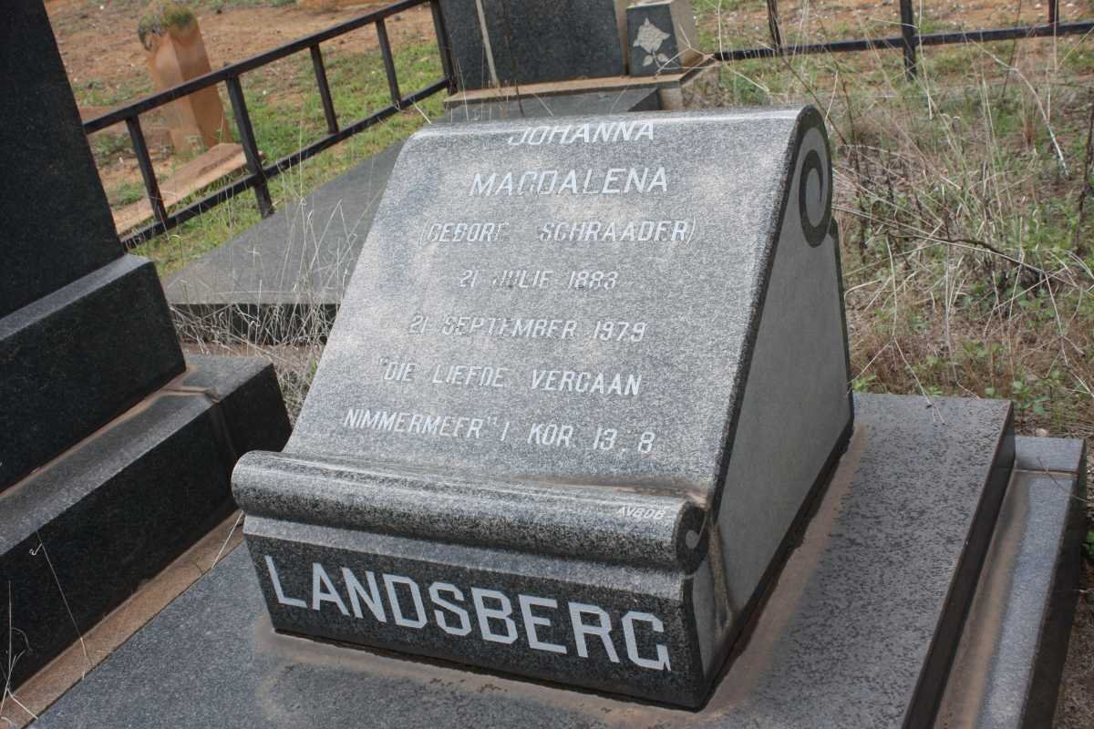 LANDSBERG Johanna Magdalena nee SCHRAADER 1883-1979