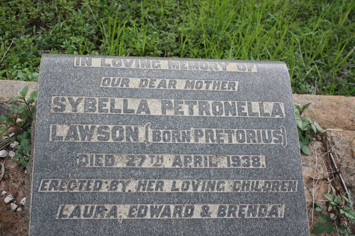 LAWSON Sybella Petronella nee PRETORIUS -1938
