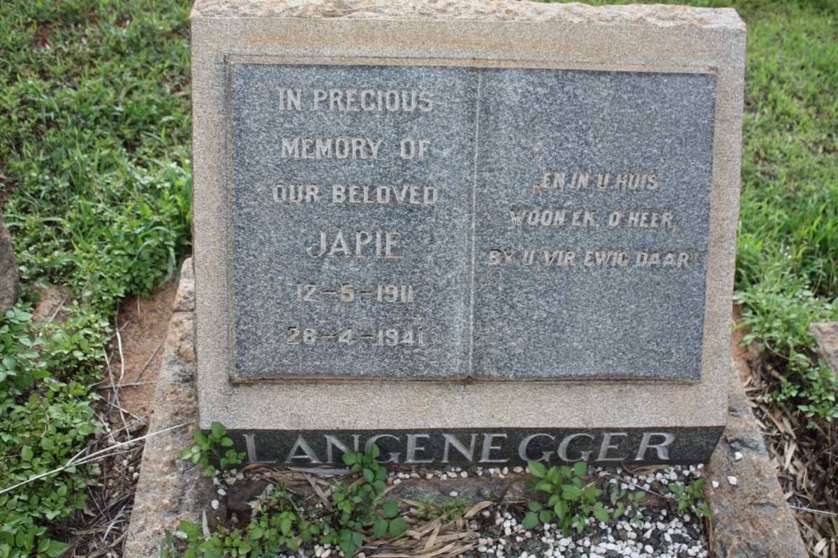 LANGENEGGER Japie 1911-1941