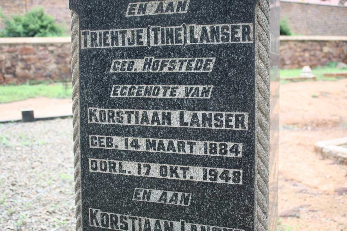 LANSER Adriana nee TIMMERMAN 1854-1937 :: LANSER Andries 1851-1930 :: LANSER Anna Cornelia geb TALJAARD 1897-1936