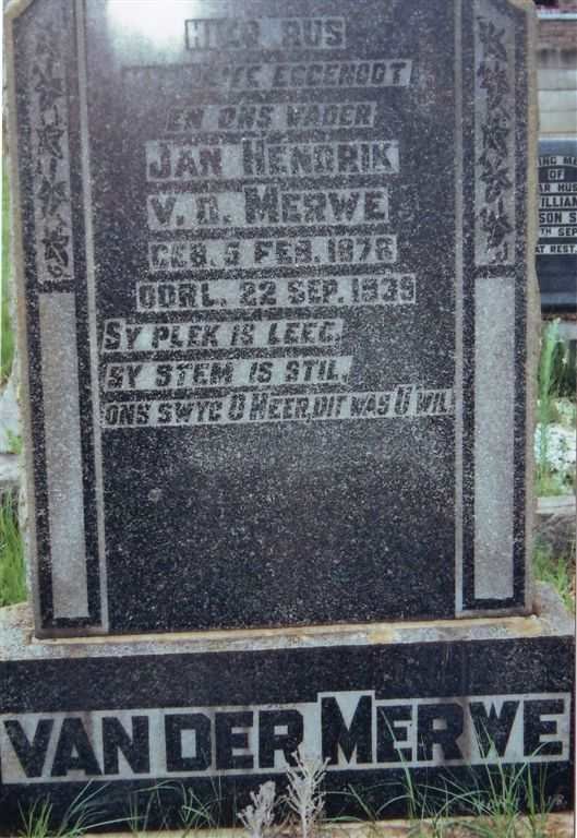 MERWE Jan Hendrik, van der 1878-1939