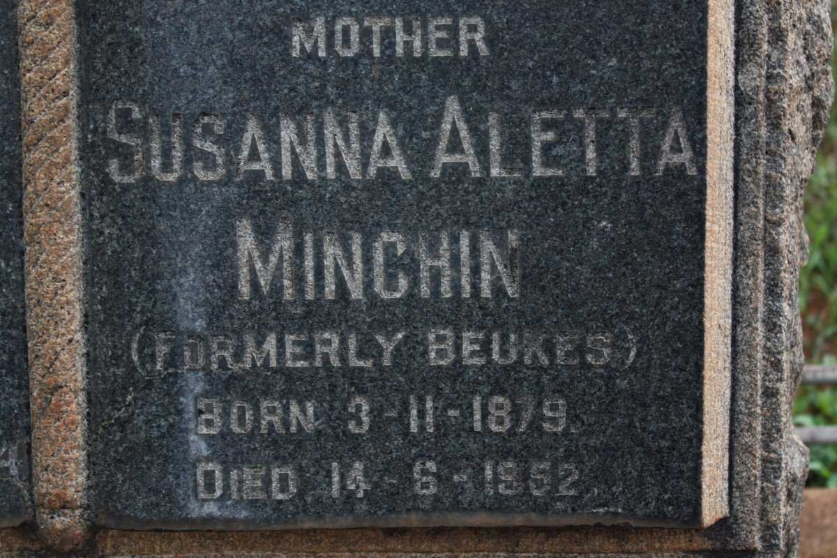 MINCHIN George Haines 1878-1944 &amp; Susanna Aletta BEUKES 1879-1952