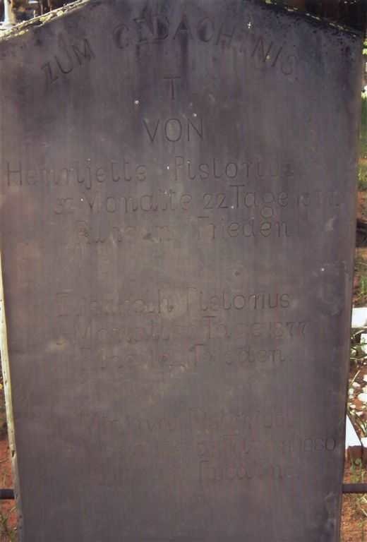 PISTORIUS Henrijette  -1878 ::  PISTORIUS Elisabeth -1877 :: PISTORIUS M. -1880