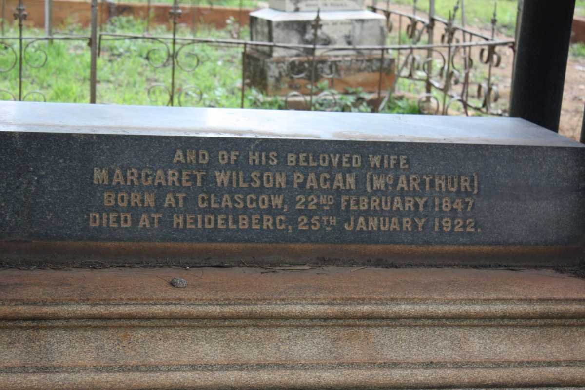 PAGAN John 1844-1917 &amp; PAGAN Margaret Wilson nee McARTHUR 1847-1922