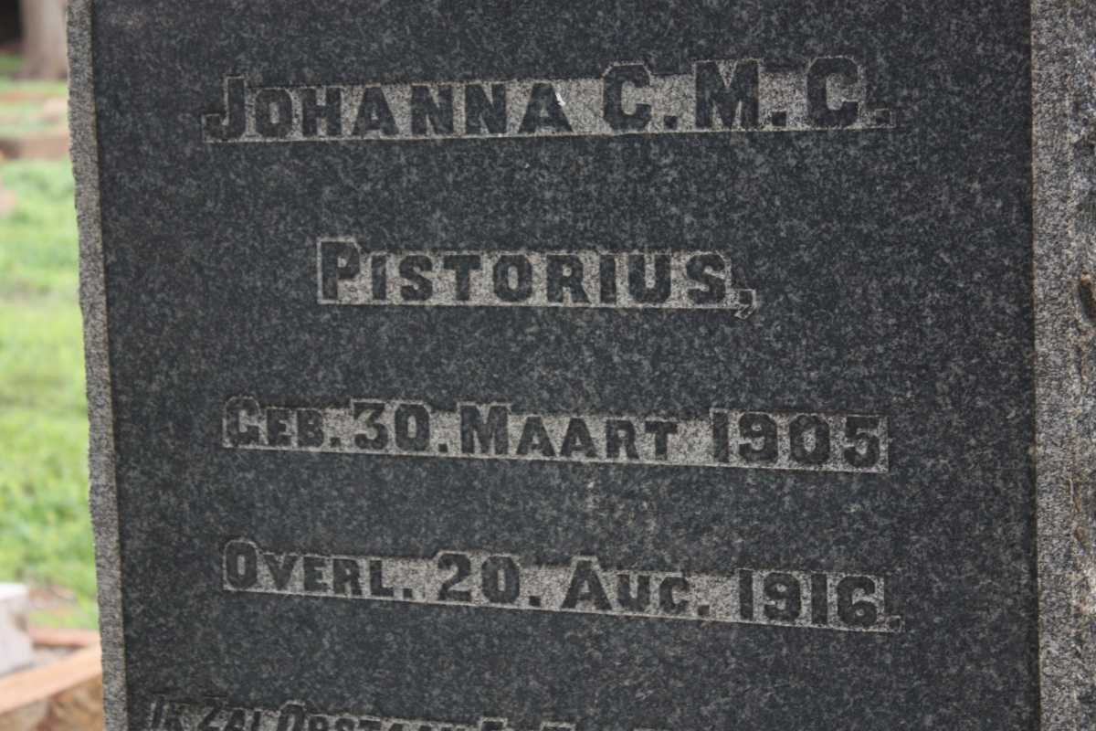 PISTORIUS Johanna C.M.C. 1905-1916
