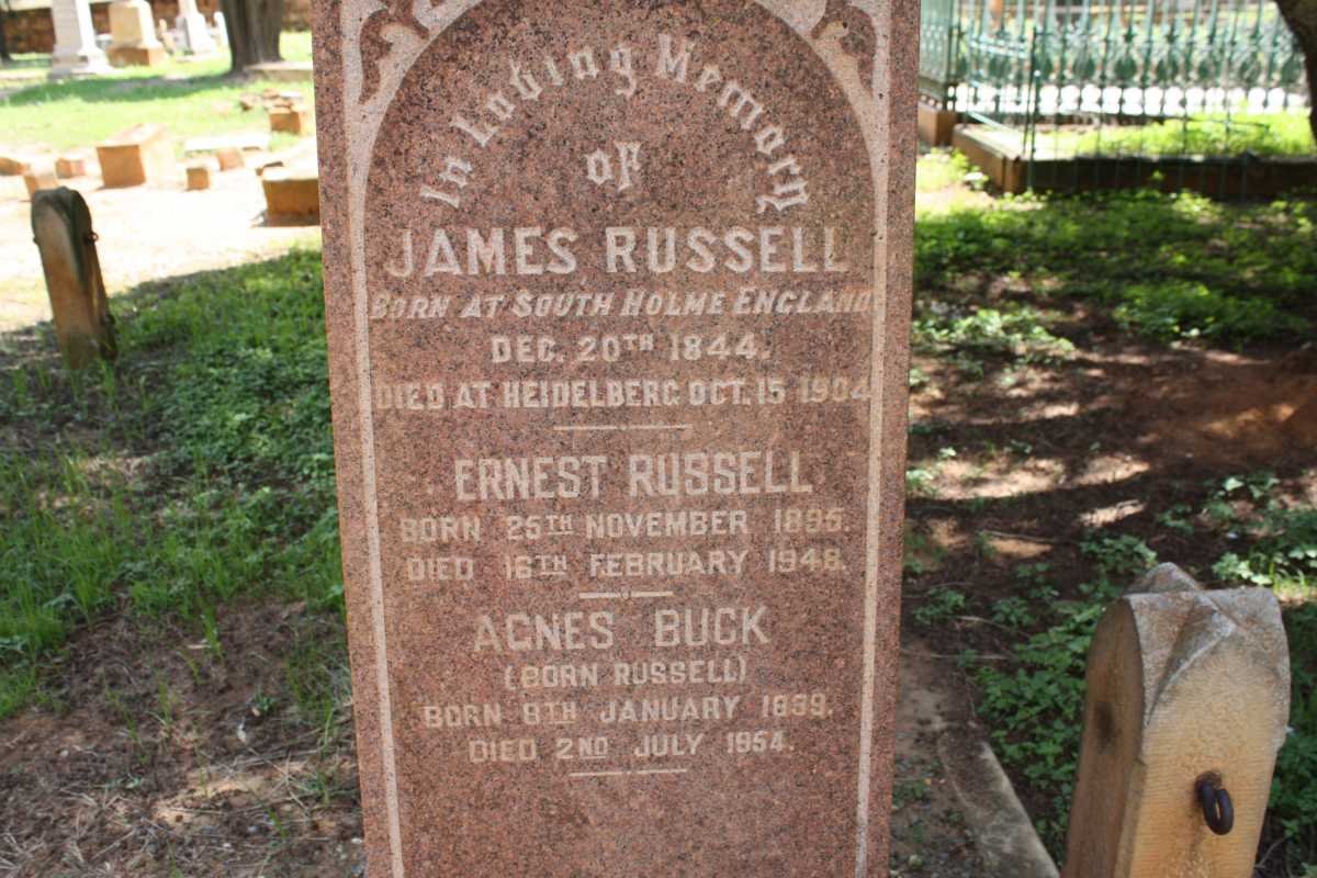 RUSSELL James 1844-1904  :: RUSSELL Ernest 1895-1948 :: BUCK Agnes nee RUSSELL 1889-1954