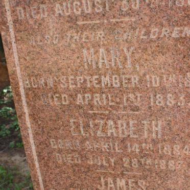 RUSSELL Dinah 1859-1888 :: RUSSELL Mary 1882-1883 :: RUSSELL Elizabeth 1884-1887 :: RUSSELL James 1886-1887