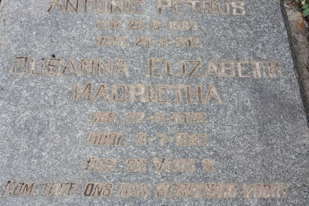 ROUX Antonie Petrus 1863-1912 &amp; Susanna Elizabeth Magrietha 1872-1947