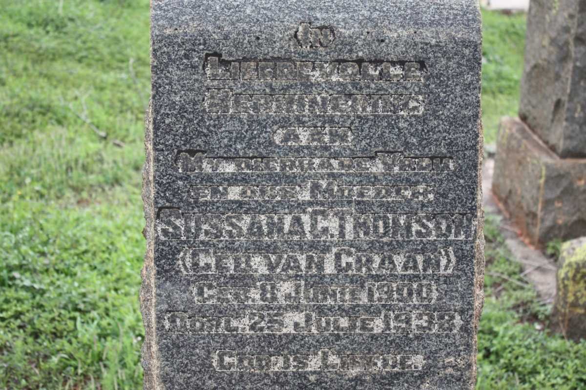 THOMSON Susanna G. nee VAN GRAAN 1900-1933