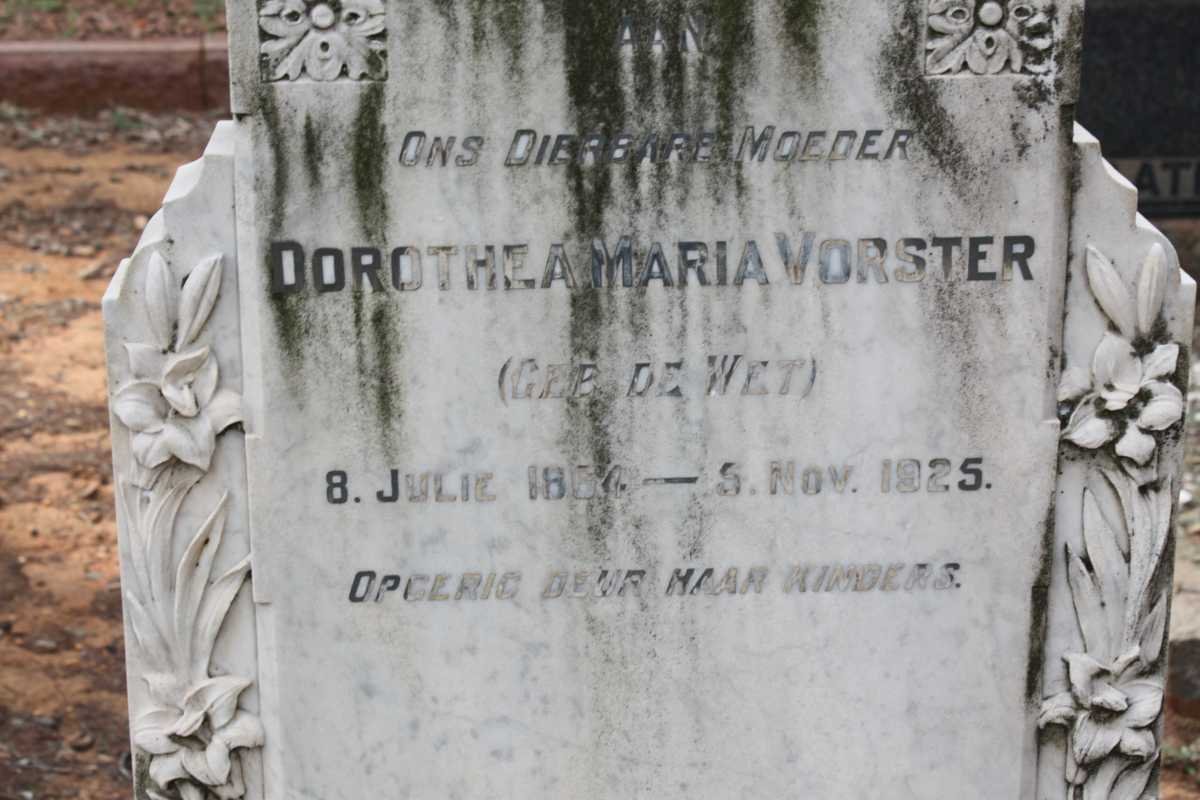 VORSTER Dorothea Maria nee DE WET 1864-1925
