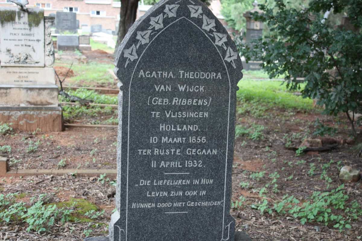 WIJCK Agatha Theodora, van nee RIBBENS 1856-1932