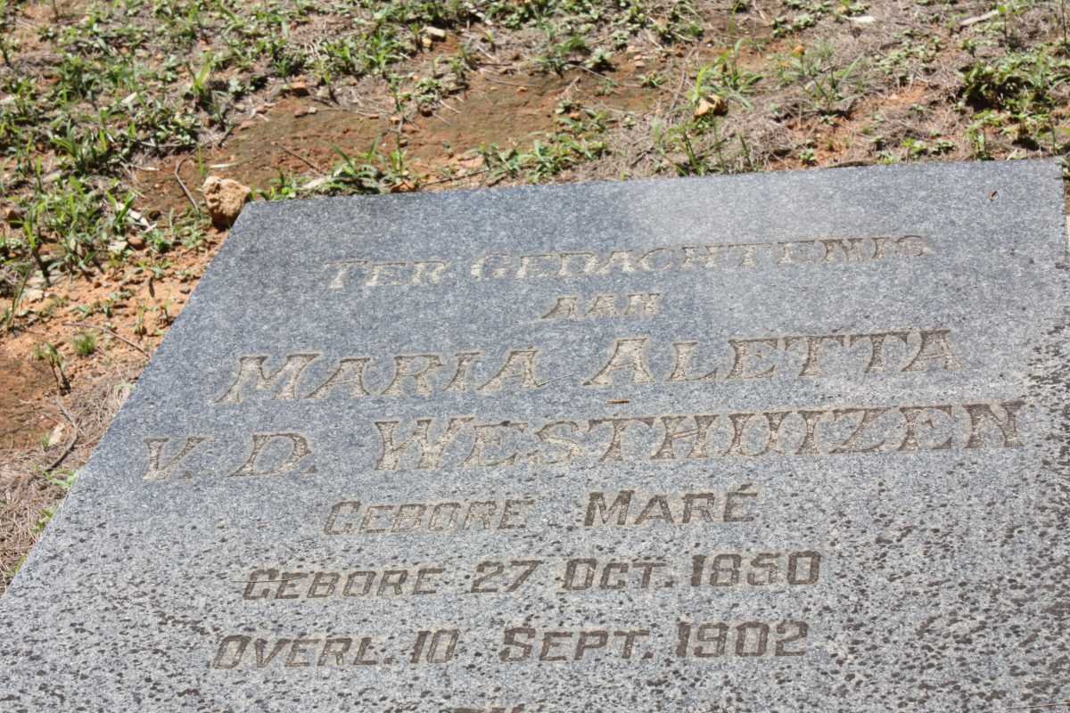 WESTHUIZEN Pieter Daniel, v.d. 1844-1914 &amp; Maria Aletta MARE 1850-1902