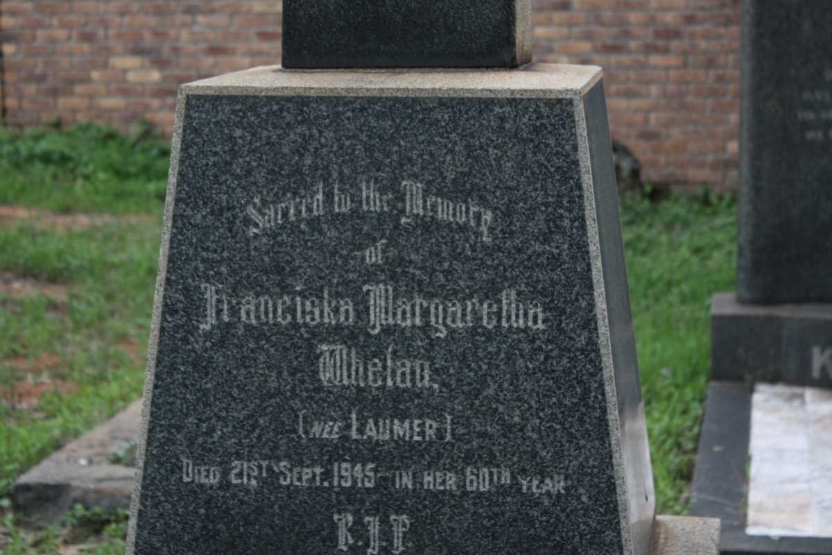 WHELAN Franciska Margaretha nee LAUMER -1945