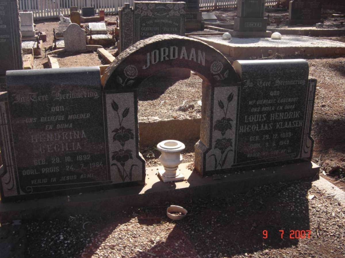 JORDAAN Louis Hendrik Nicolaas Klaasen 1889-1949 &amp; Hendrina Cecilia PRUIS formerly JORDAAN 1892-1964